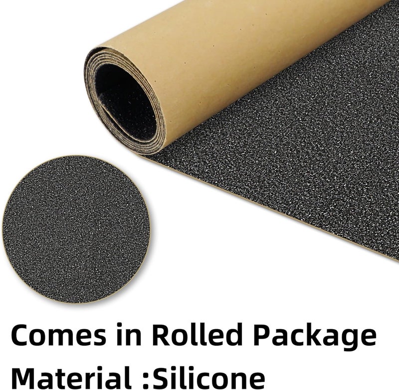 Zeato Grip Tape 33x9’’ Non Slip Silicone-Carbide Bubble Free Application Easy to Cut and Trim High Strength Sandpaper for Skateboards Scooters - Black - Image 3